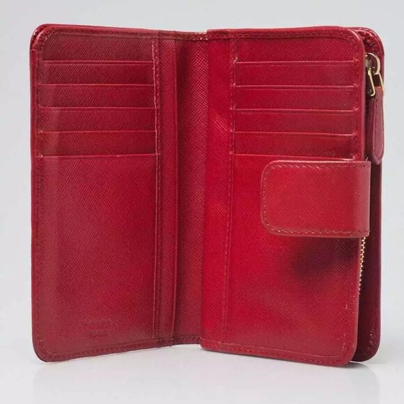 Prada Red Saffiano Leather Small Compact Wallet - Picture 7 of 9